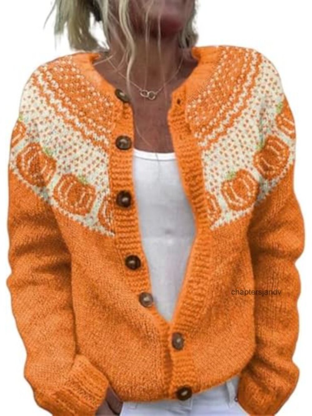 Women's Funny Fall Winter Animal Floral Christmas Tree Long Sleeve Button Knit